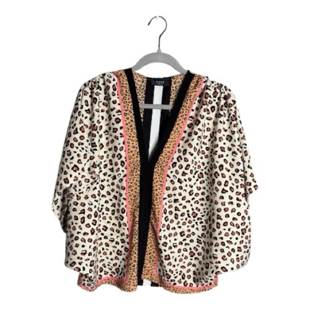 Vici Leopard Print Colorblock Batwing Blouse Small